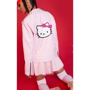 Hello Kitty x Dolls kill Pink Moto Vegan Leather Jacket